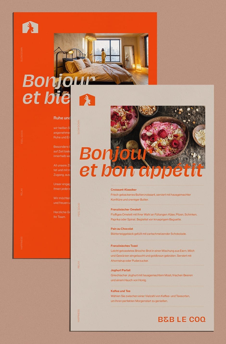 Menu design with a considered layout and clear structure