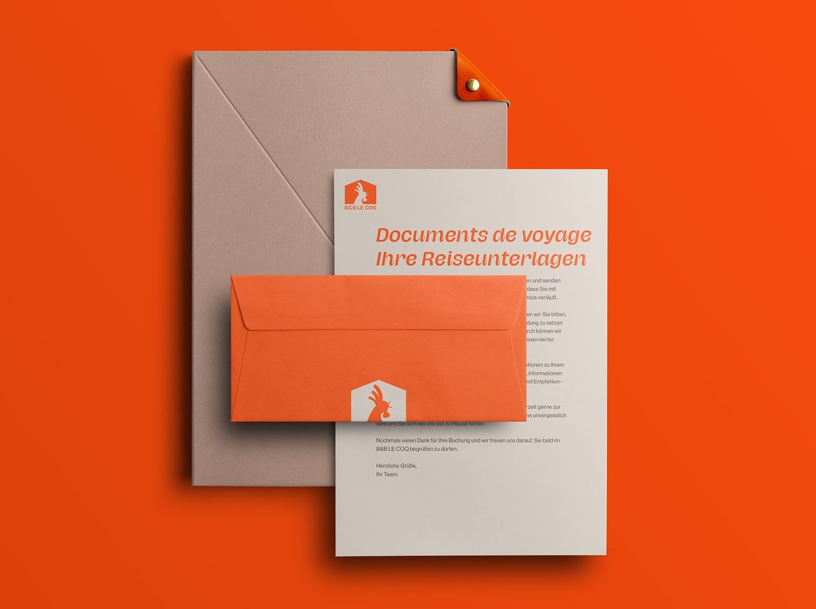 Stationery set showing a consistent brand identity across print materials
